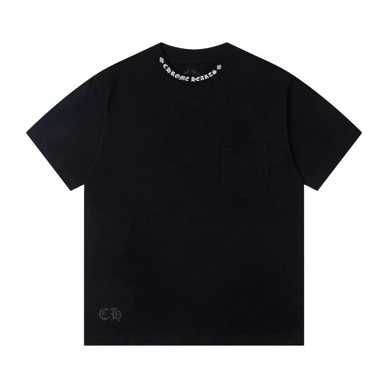 🅿️170 Chrome heart*/Chrome heart ch 25ss early spring new Sanskrit pocket short sleeves ·280 grams of 100% cotton double yarn jersey fabric ·Special thickened 32 pieces of double-strand 1x1 thread in the same cylinder custom dyeing ·Double-needle stitching and cross-stitching technology ·Original main mark washed tag Color: black white Size: XS-L